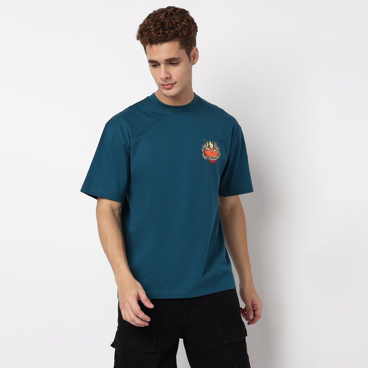 Knitted Graphic Crew Neck Oversize Karaoke T-Shirt