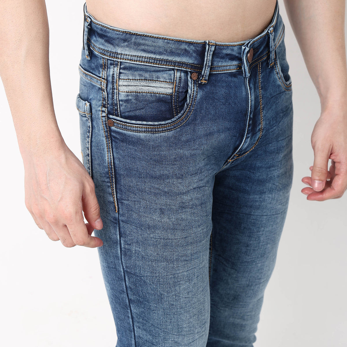 Slim Fit Vintage Wash Jeans