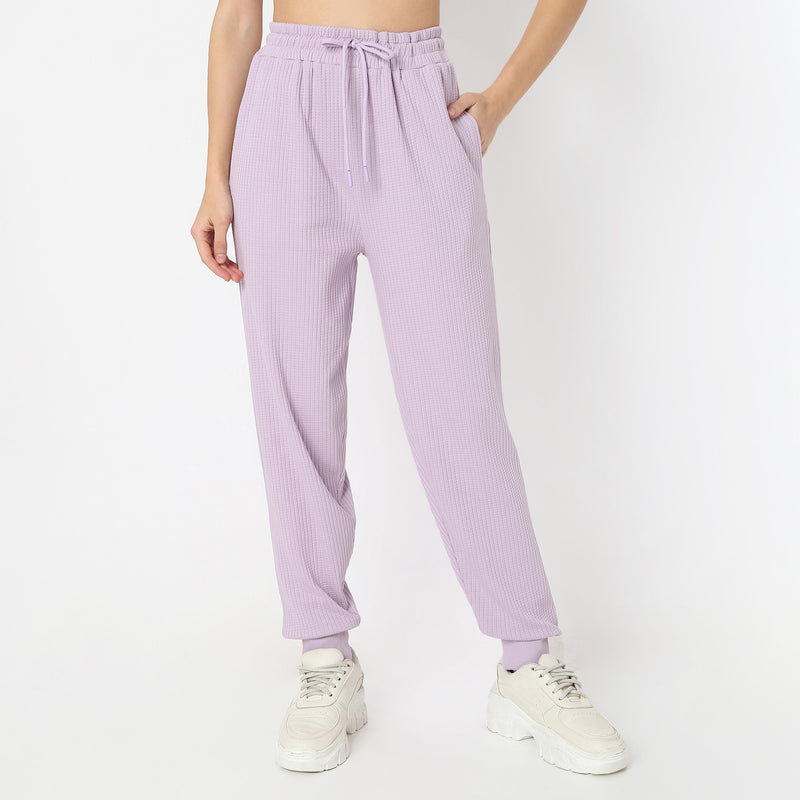 Full Length Waffle Texture High Rise Joggers