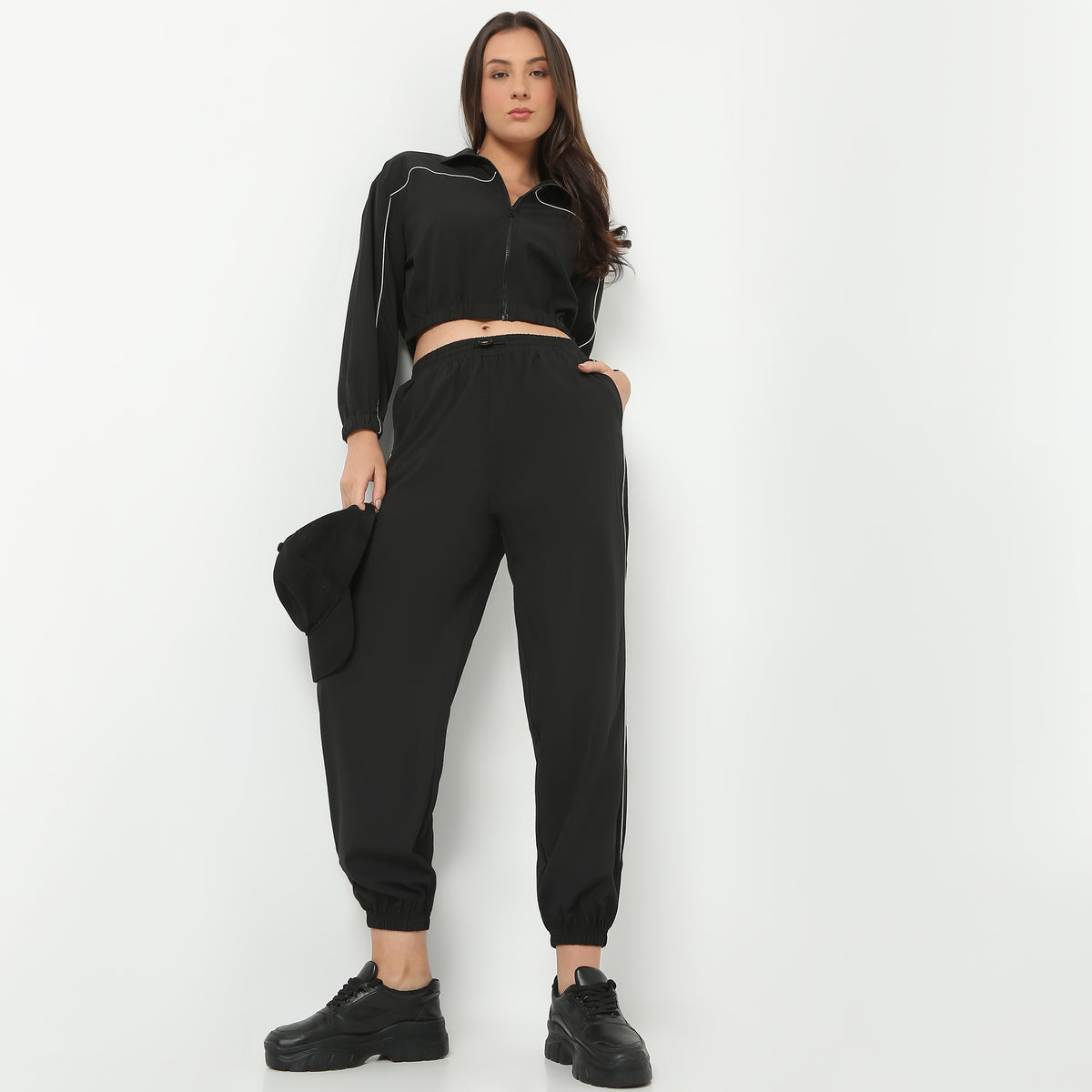 Solid Full Length Relaxed Fit Athleisure Legwear Sports Joggers