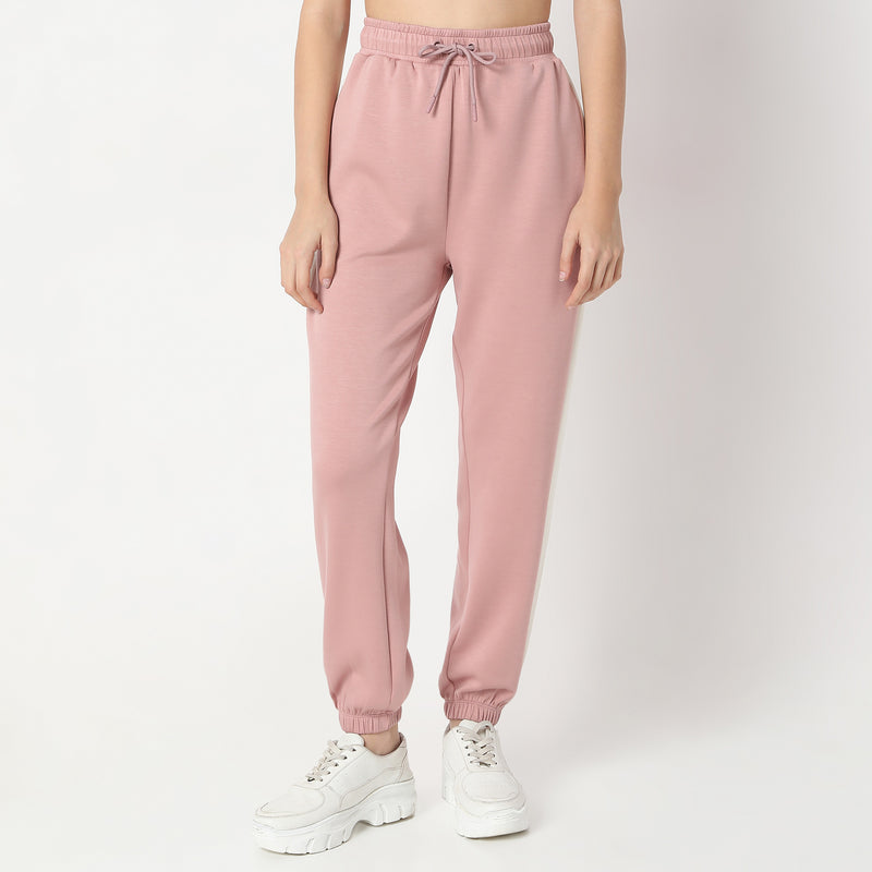 Relaxed Fit Solid High Rise Joggers
