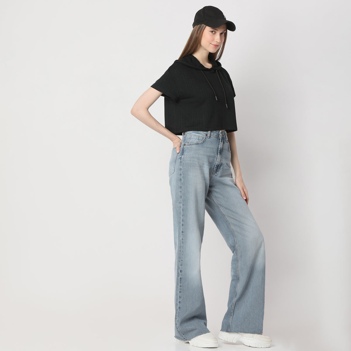 Boxy Fit Solid Cropped T-Shirt