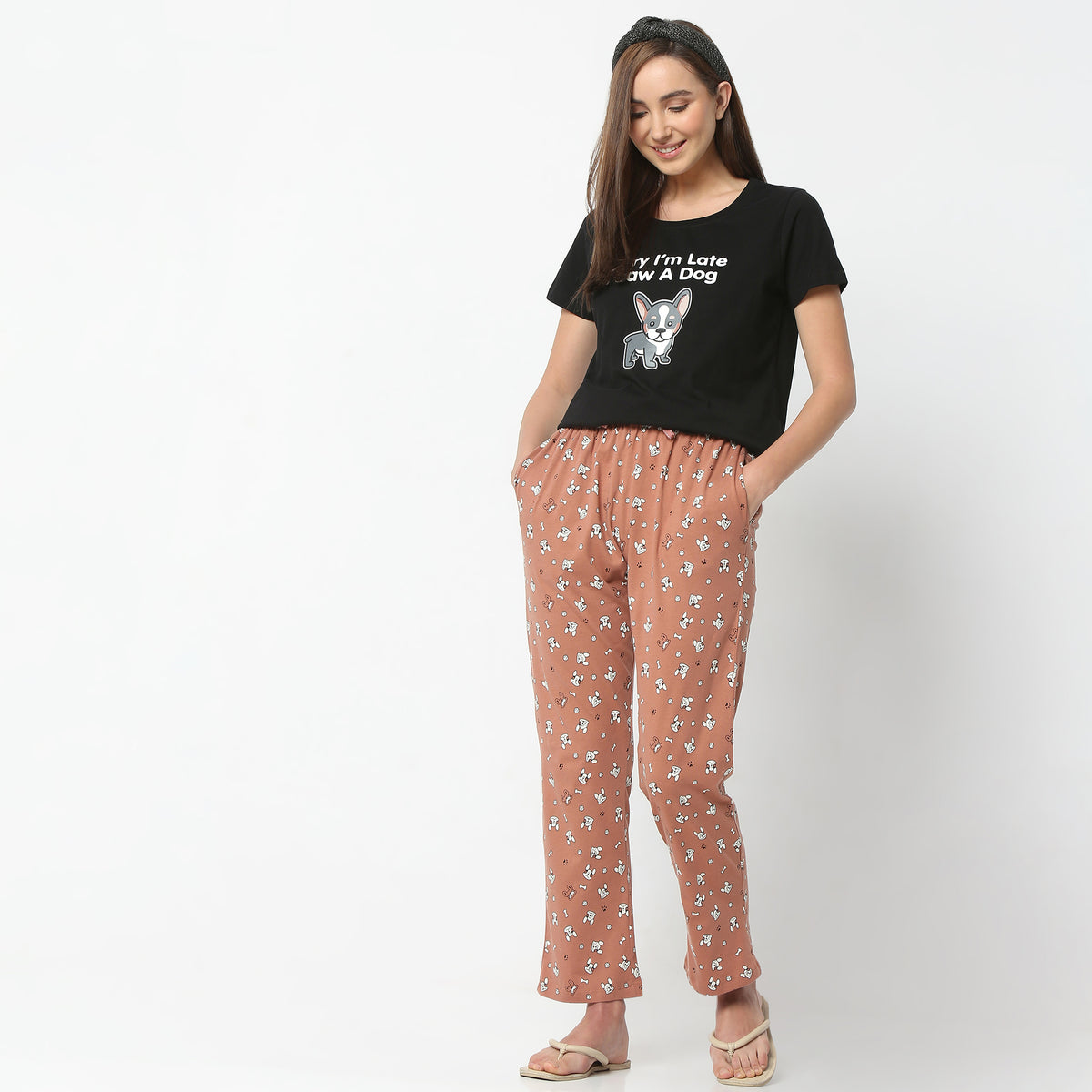 Regular Fit All Over Print Full Length Mid Rise Pyjamas