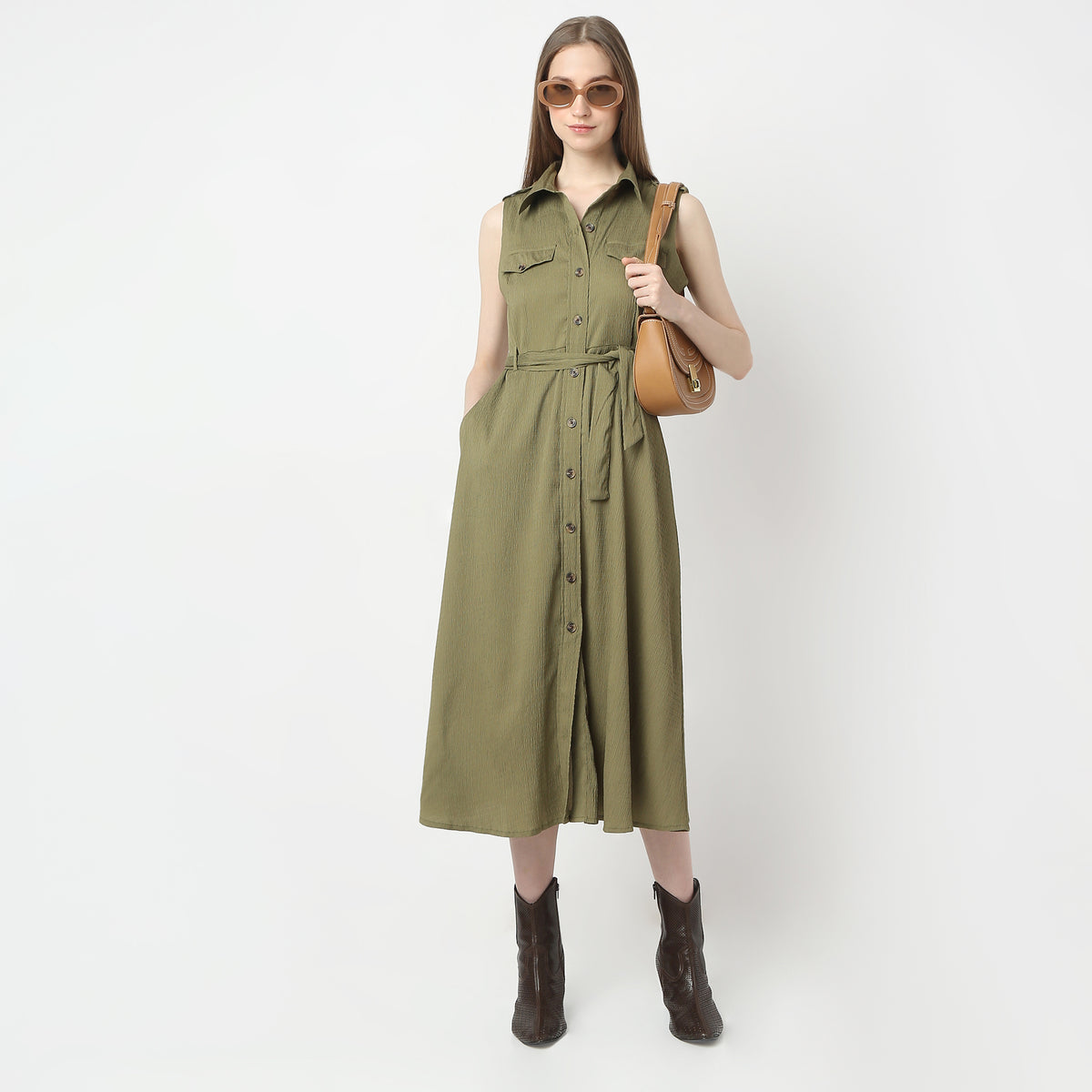 Regular Fit Solid Dress