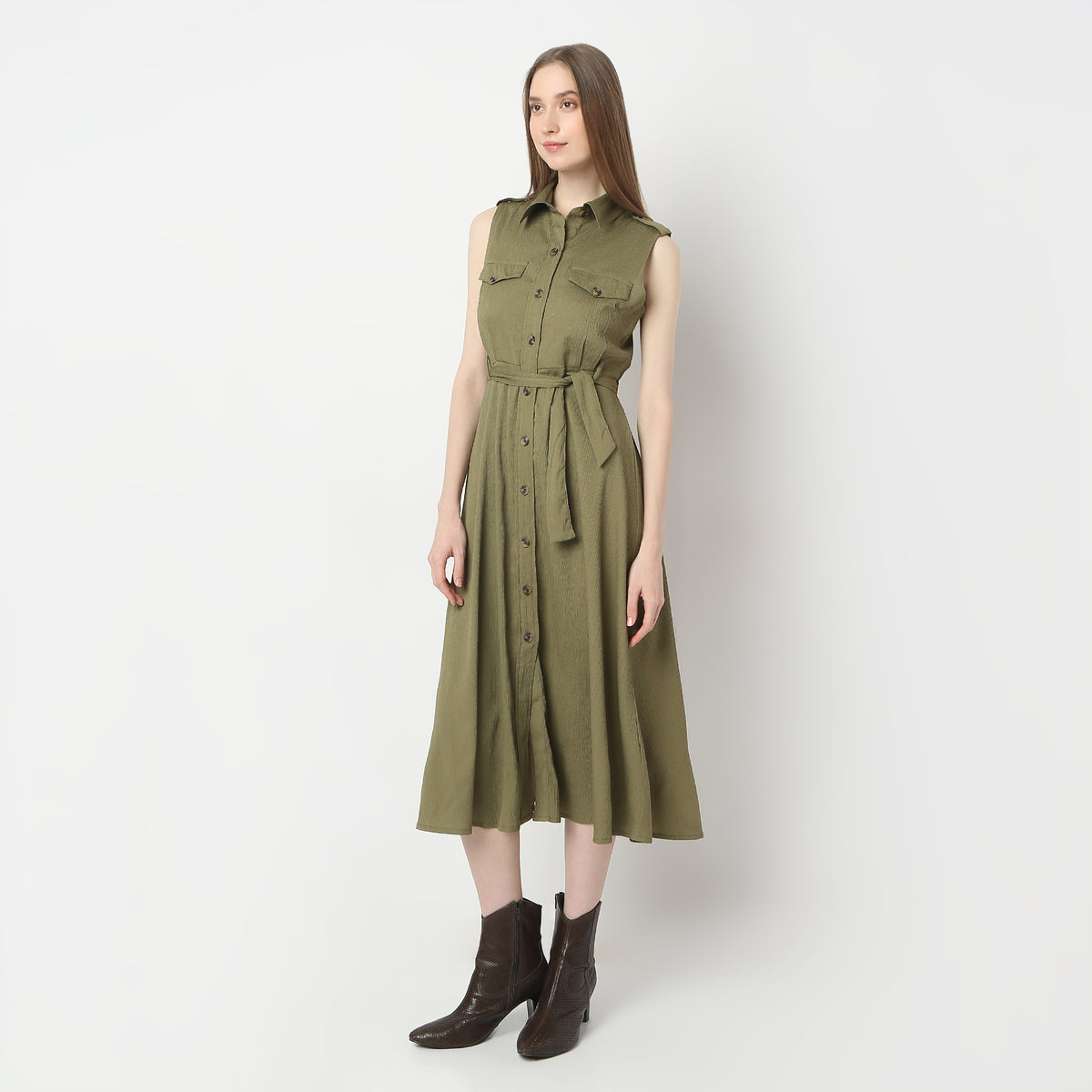 Regular Fit Solid Dress