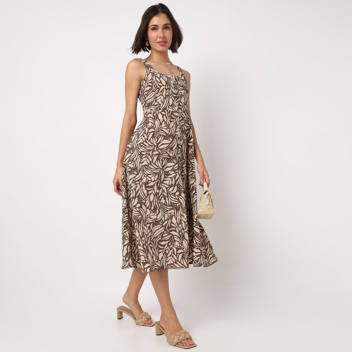 Floral Strappy Flared Dress