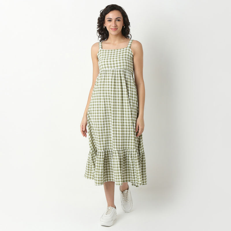 Checkered Polyester Spandex Dress