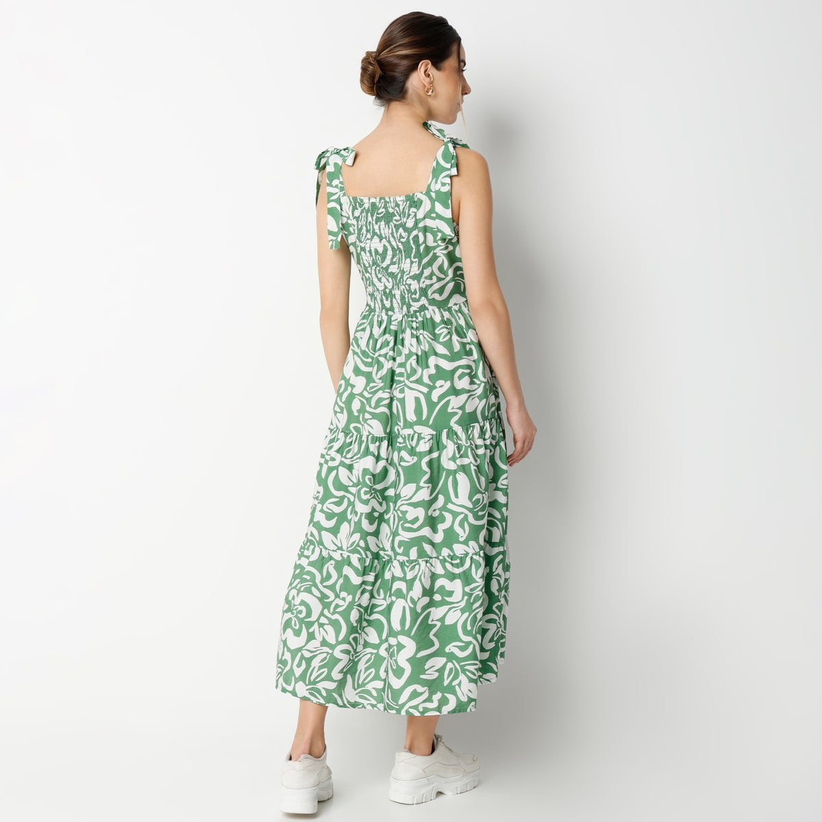 Flare Fit Printed Calf Length Dress
