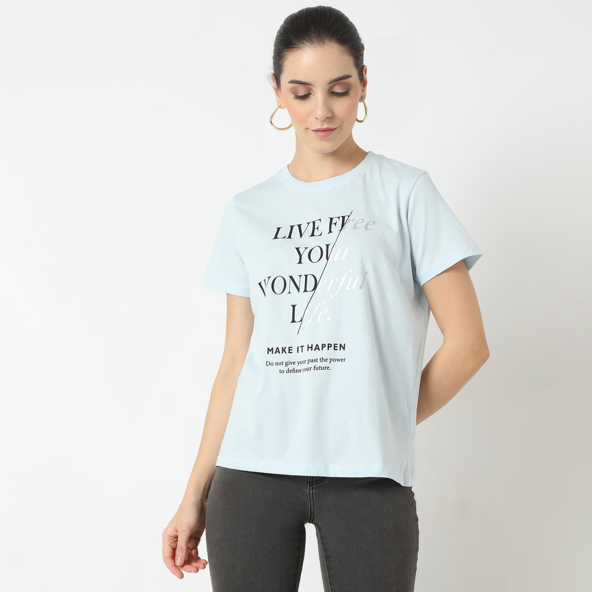 Regular Fit Graphic Round Neck T-Shirt