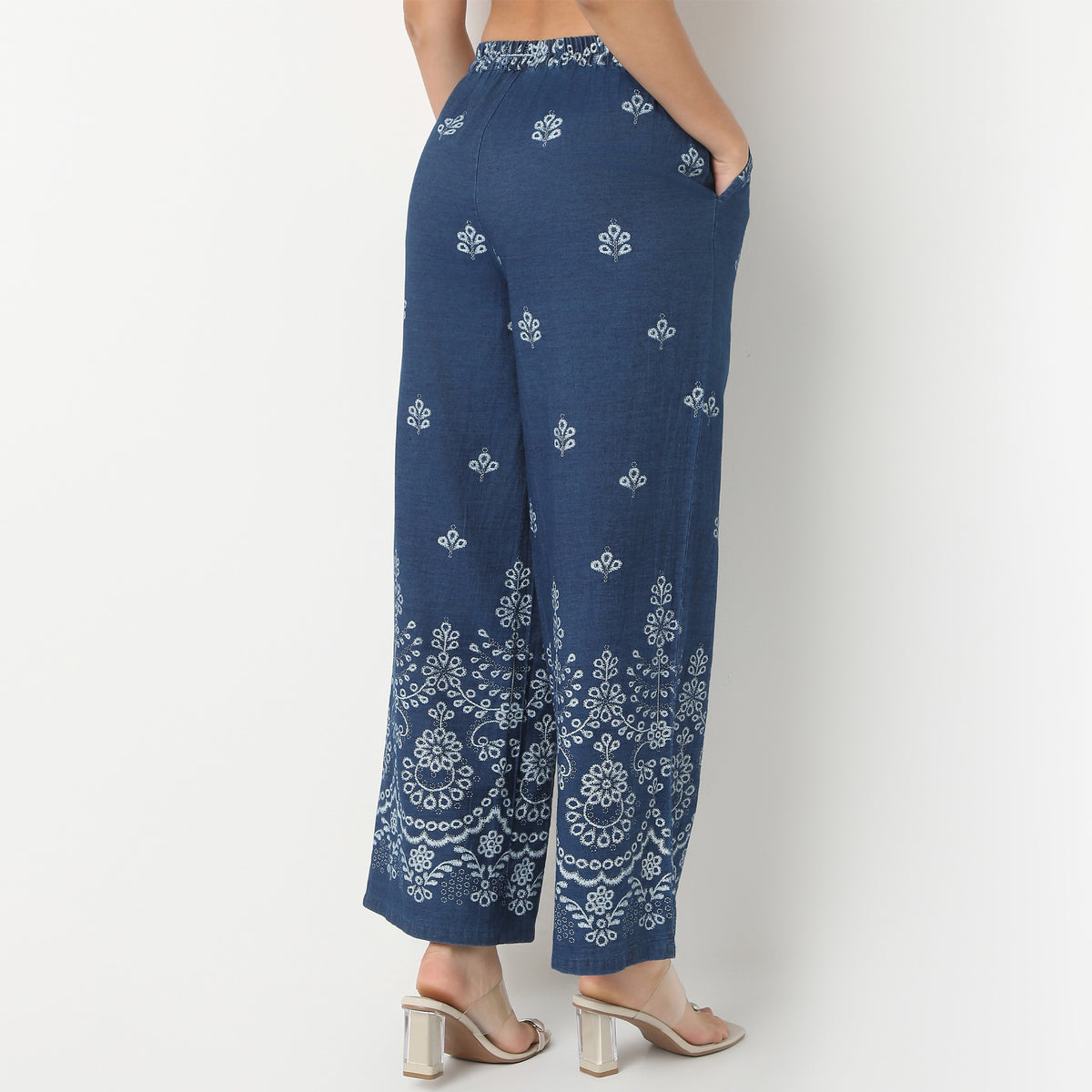 Straight Fit Printed High Rise Palazzo