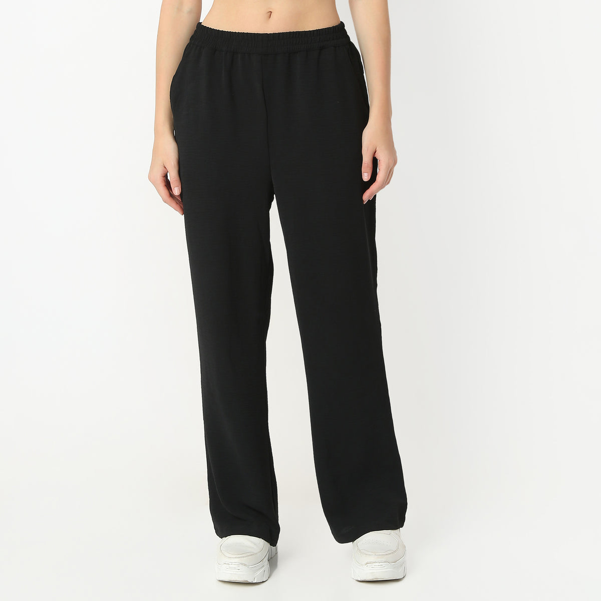 Regular Fit Solid Regular Length Mid Rise Palazzos