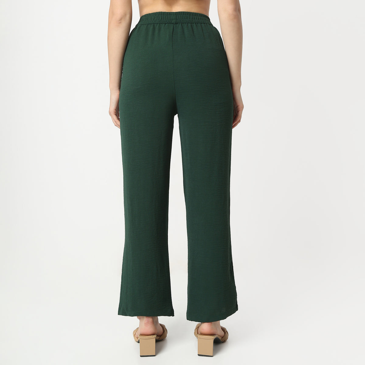 Regular Fit Solid Regular Length Mid Rise Palazzos