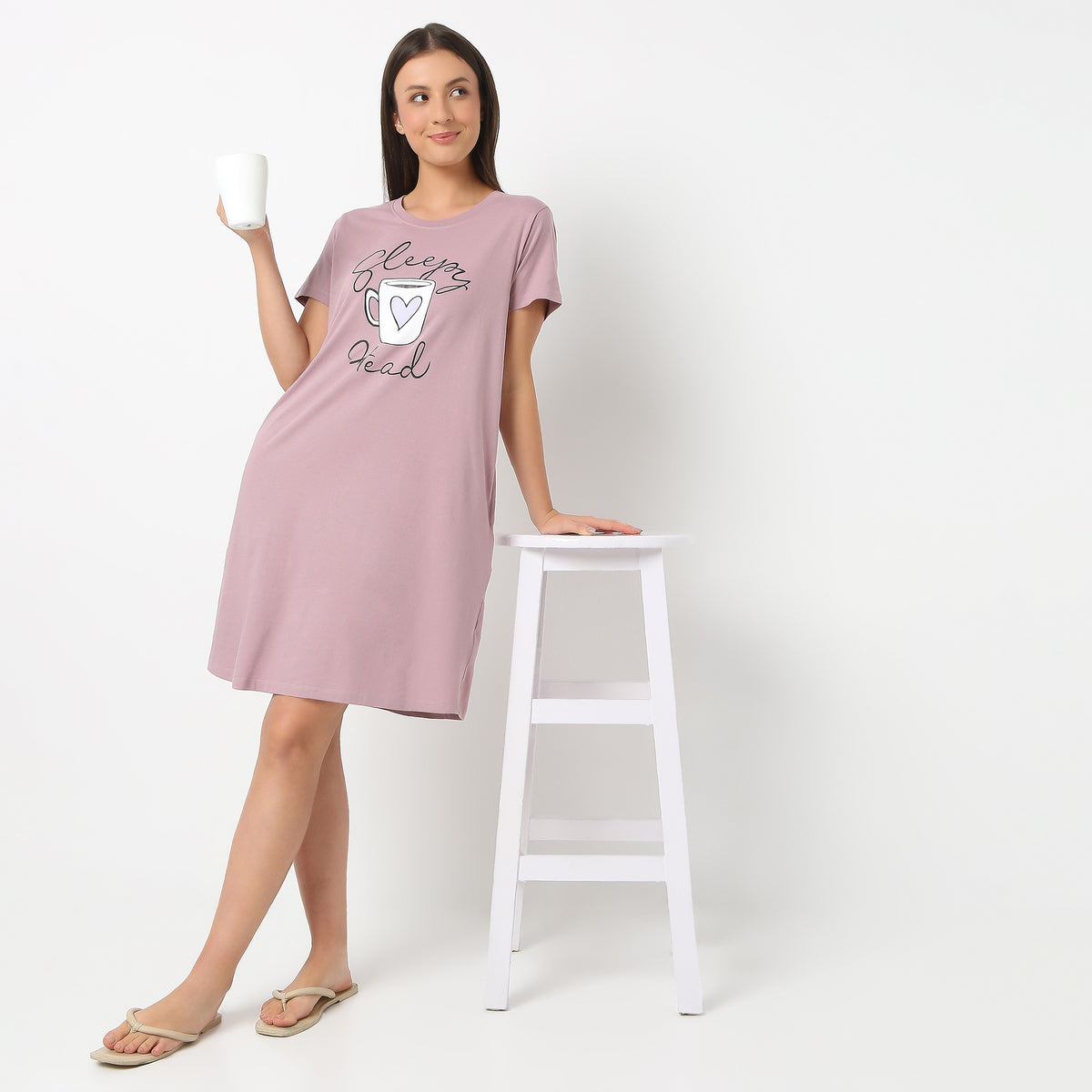 Round Neck Knee Length Floral Shorts