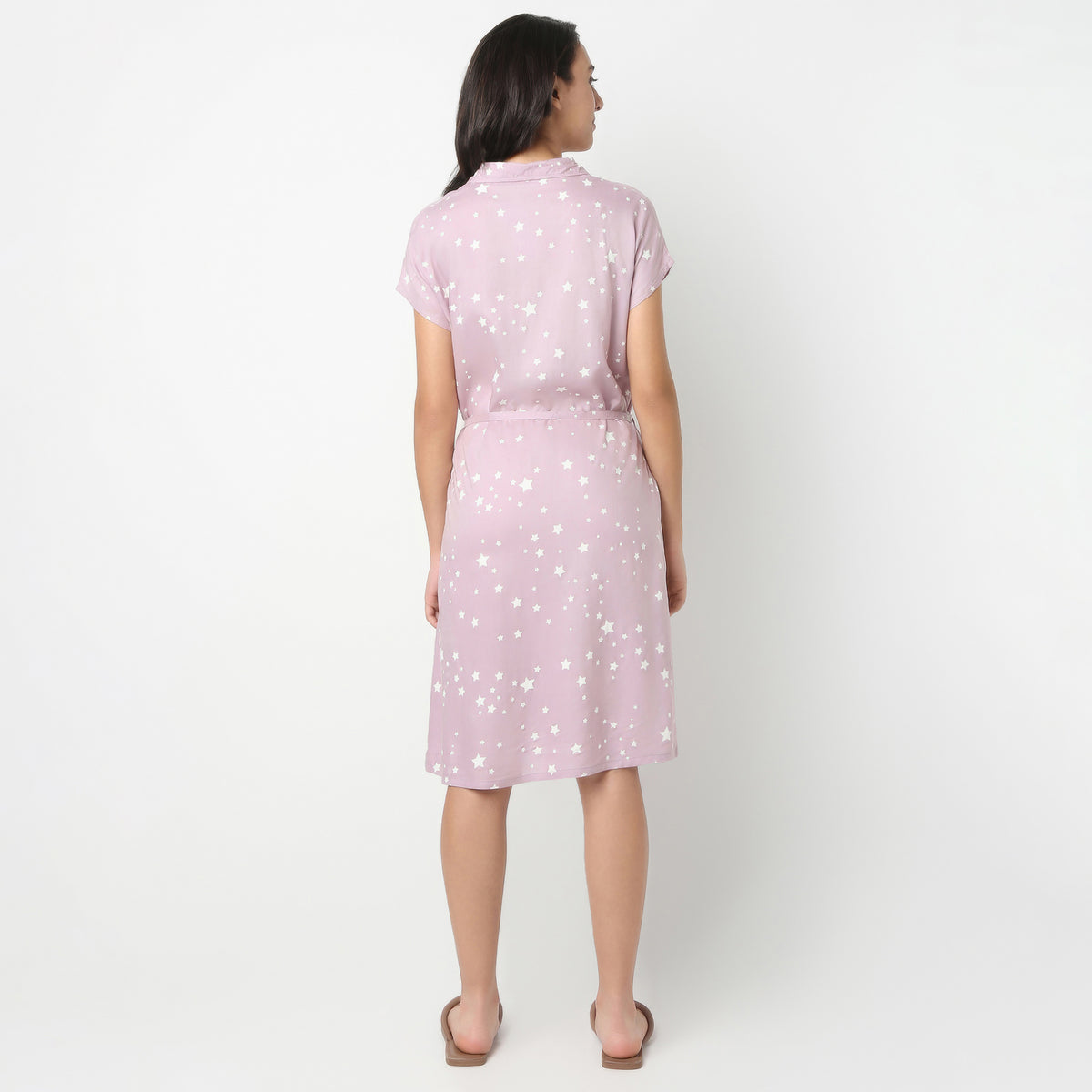 Regular Fit All Over Print Shirt Collar Gown