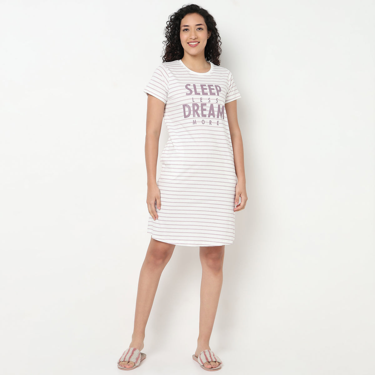 Buy Women Regular Fit Printed Short Sleeve Gown  - Style Union