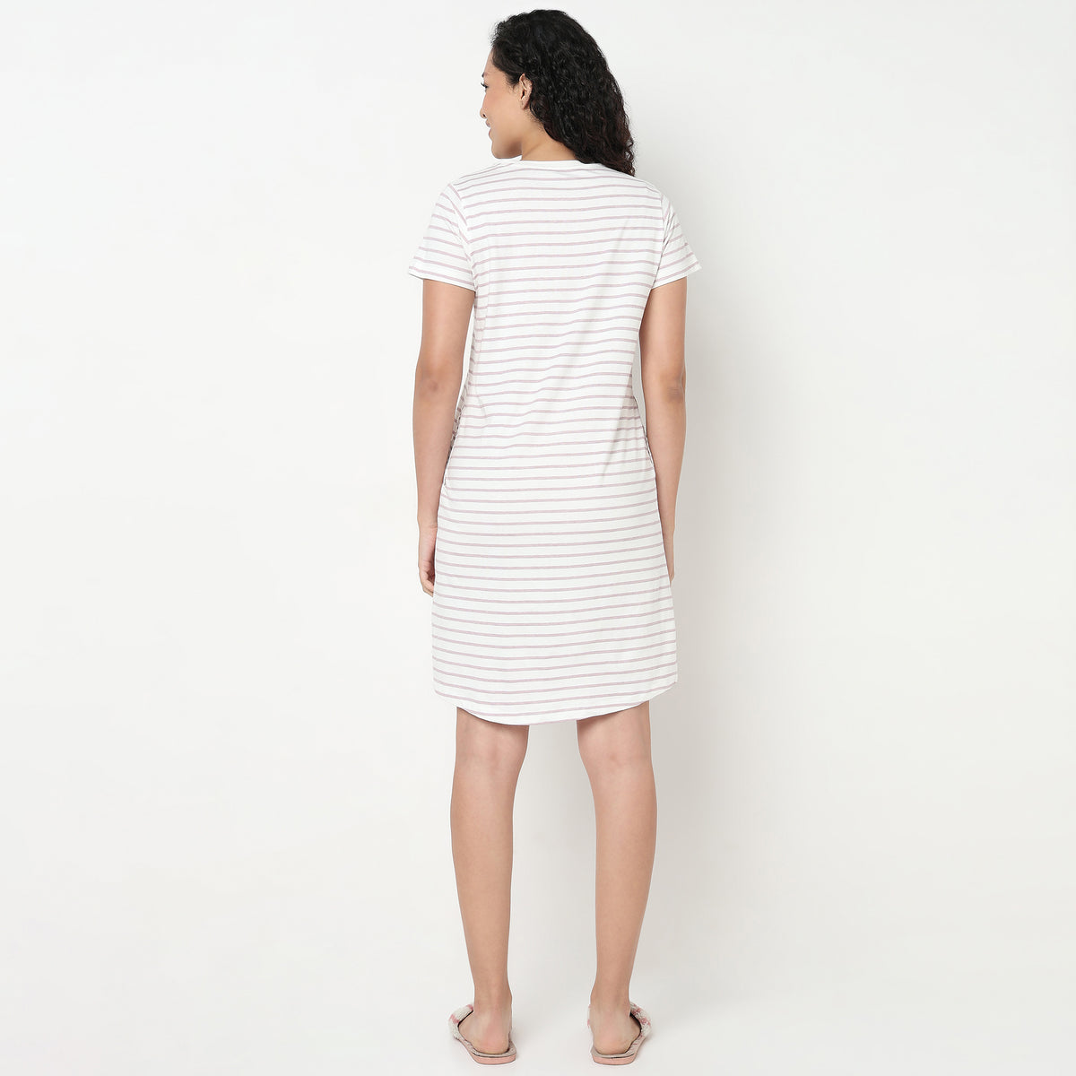 Buy Women Regular Fit Printed Short Sleeve Gown  - Style Union