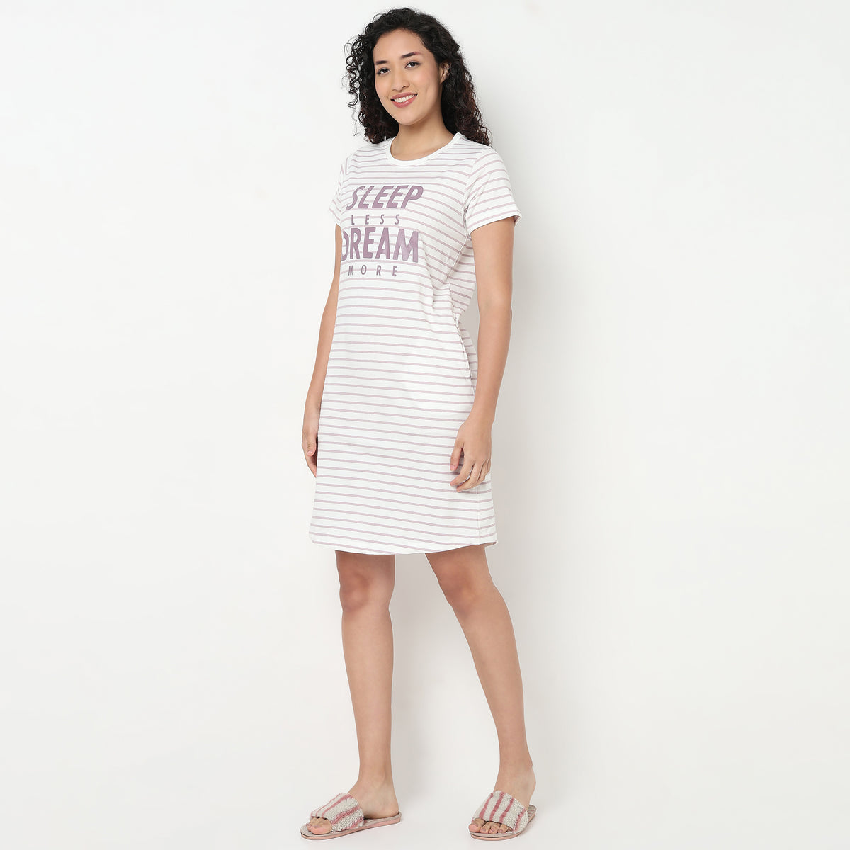 Buy Women Regular Fit Printed Short Sleeve Gown  - Style Union