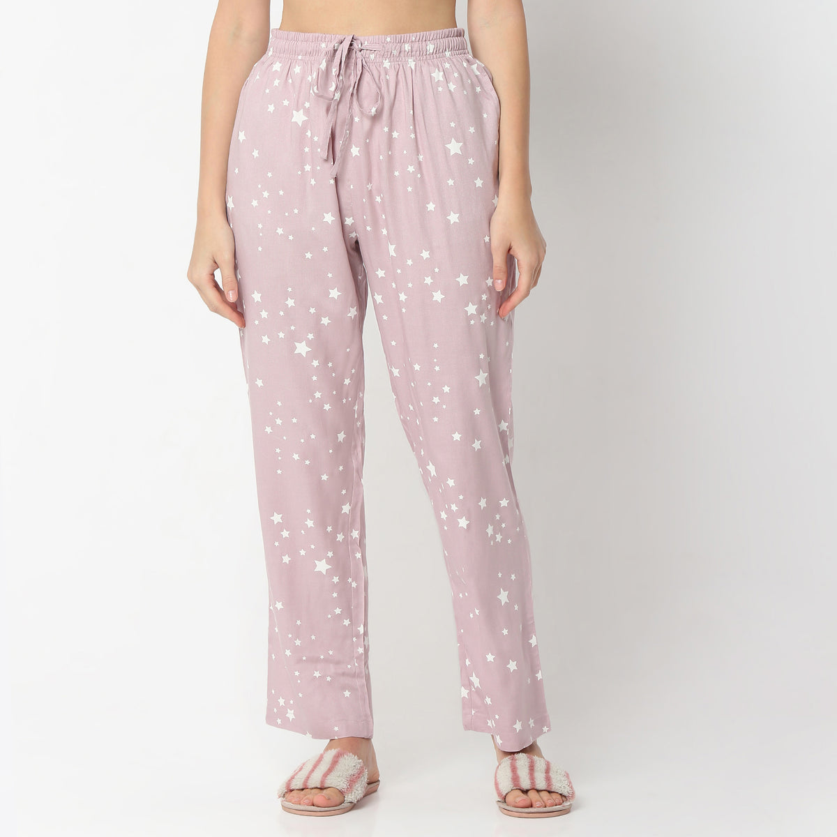 Regular Fit Printed Lapel Collar Regular Length Shirt with Pyjama Sleepwear Set