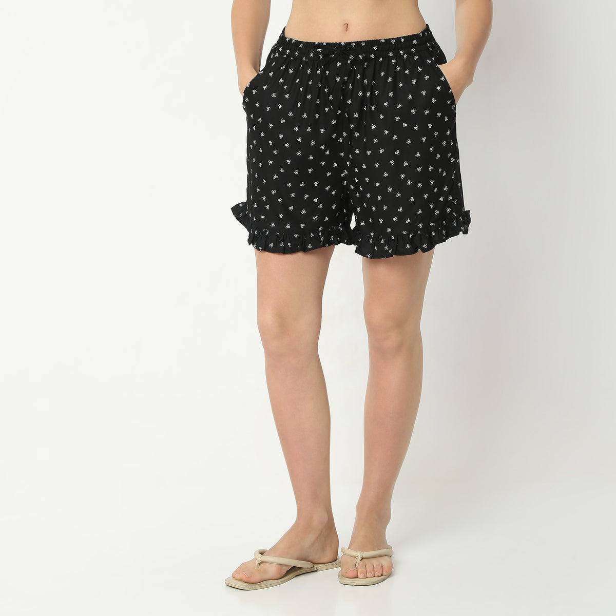 Regular Fit Printed Lapel Collar Regular Length Shirt with Shorts Sleepwear Set