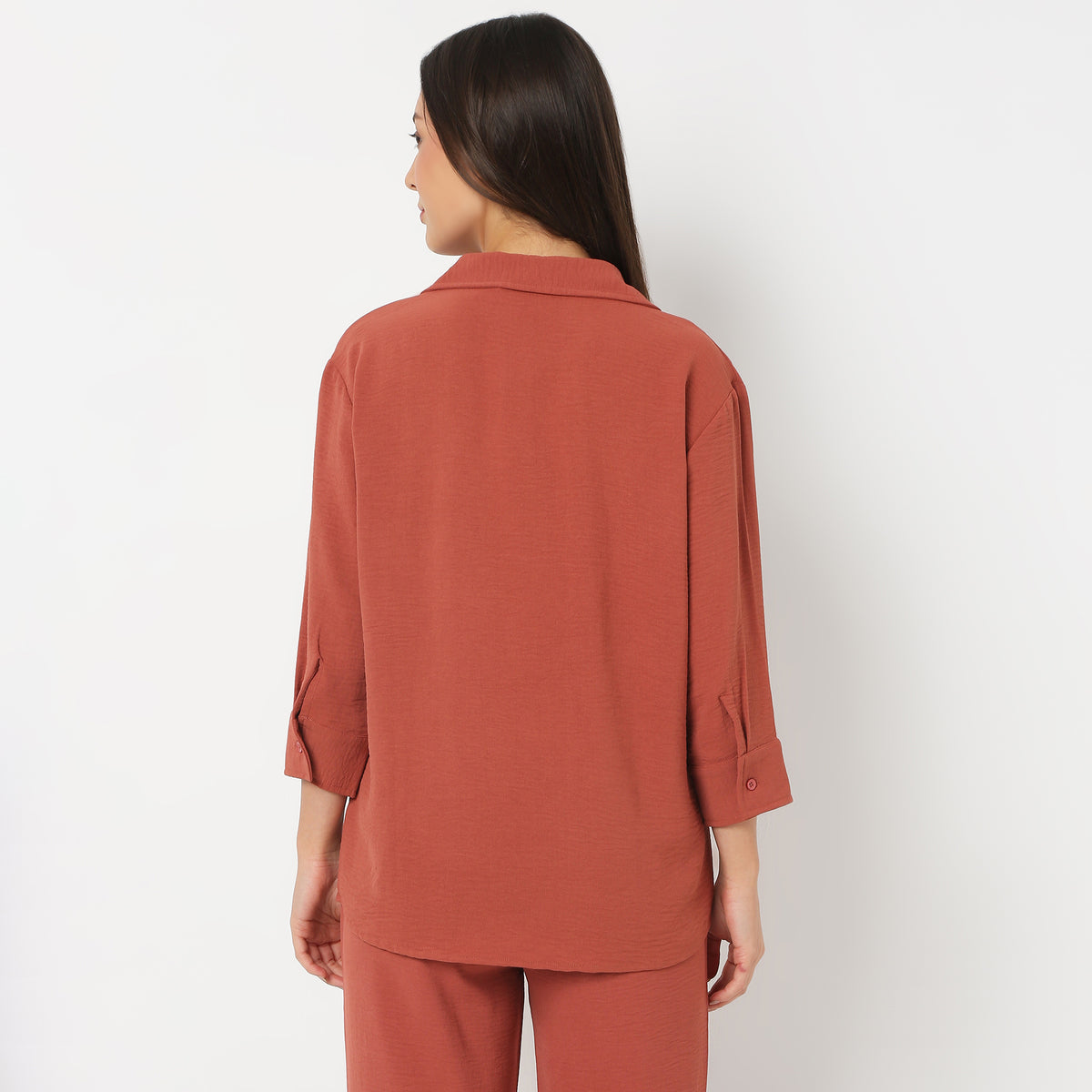 Solid Front Open Loungewear Shirt
