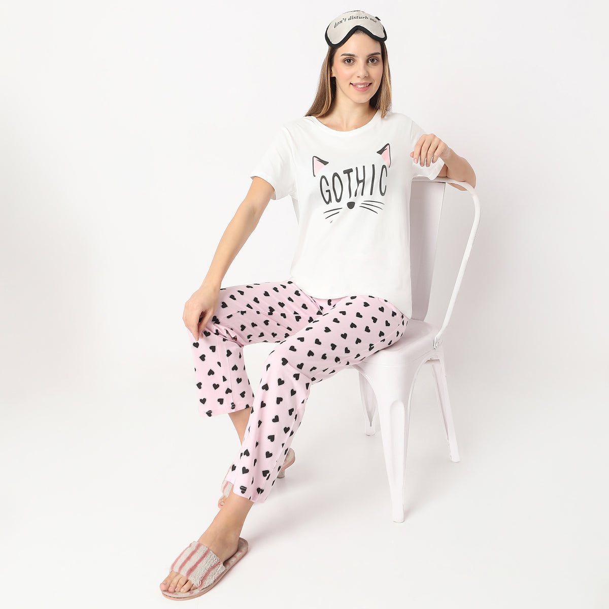 Printed Straight Kitten Short Sleeve T-Shirt