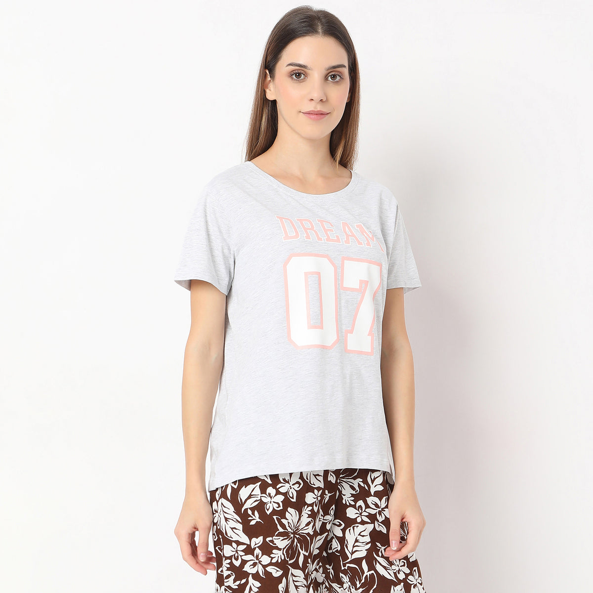 Printed Straight Short Sleeve Chest Printed T-Shirt