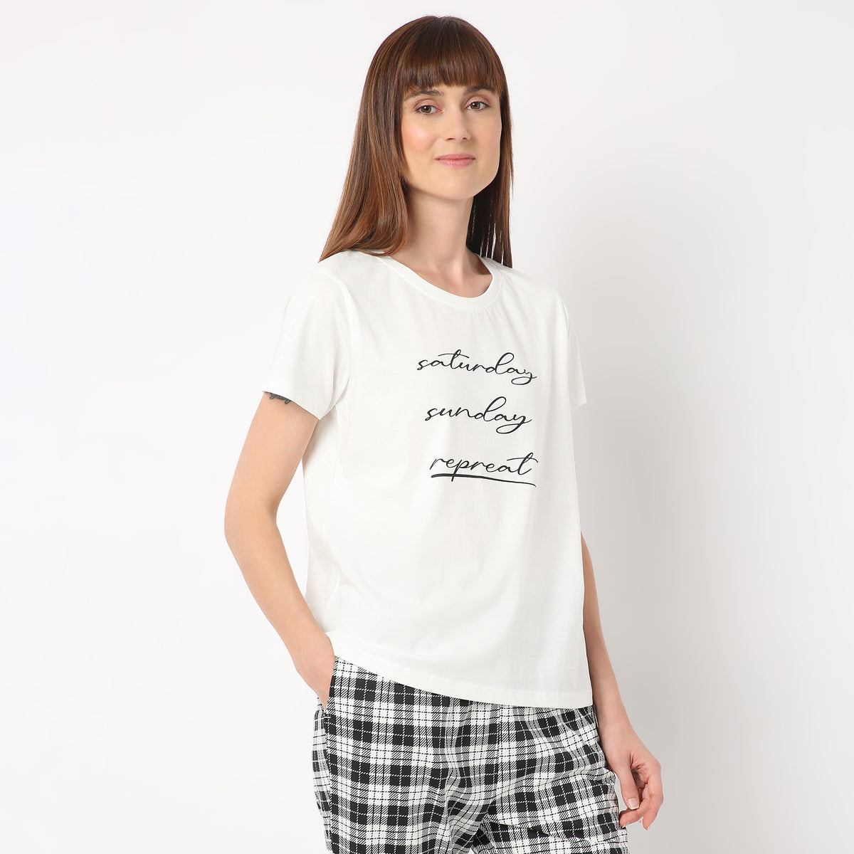 Regular Fit Printed Round Neck T-Shirt