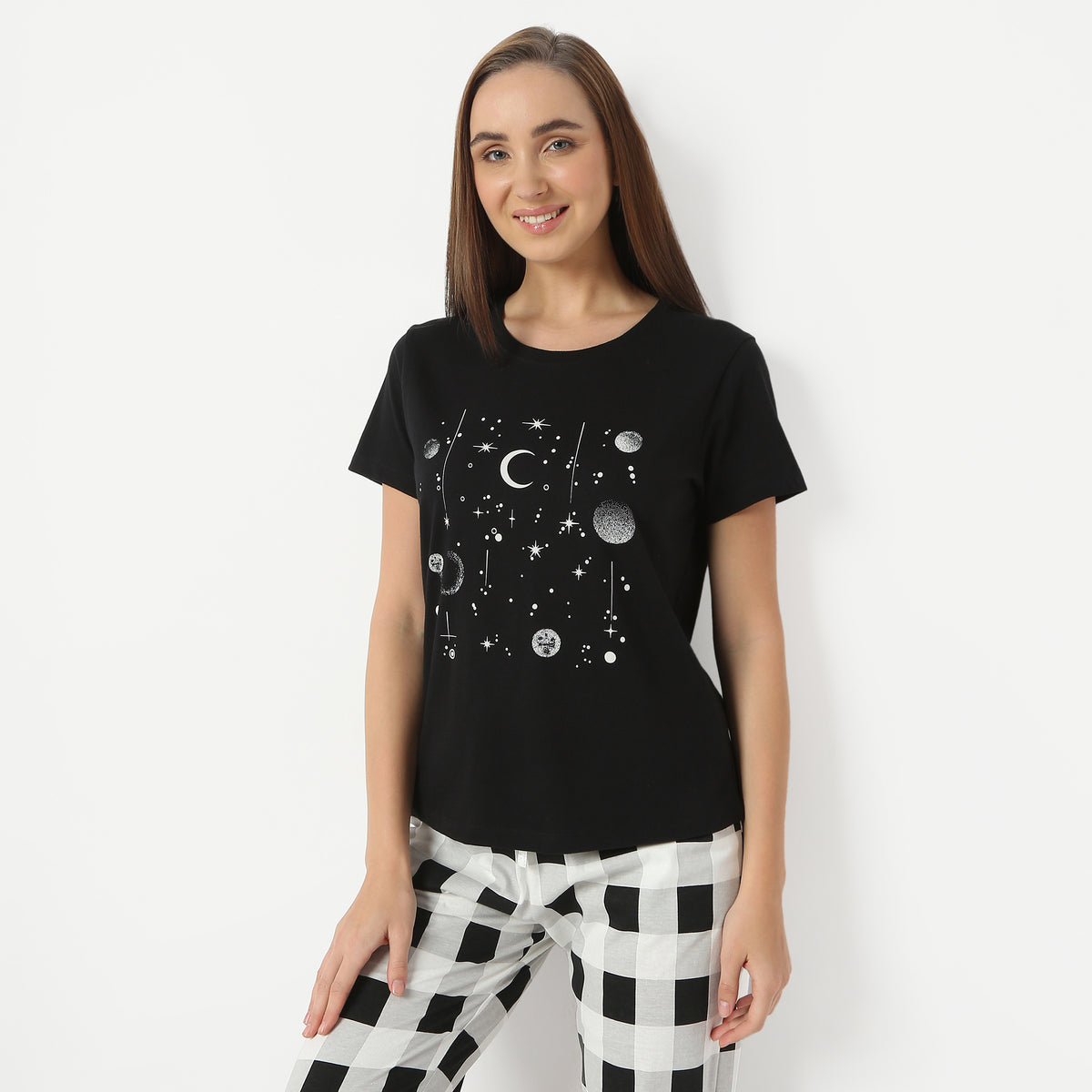 Regular Fit Printed Round Neck Regular Length T-Shirt
