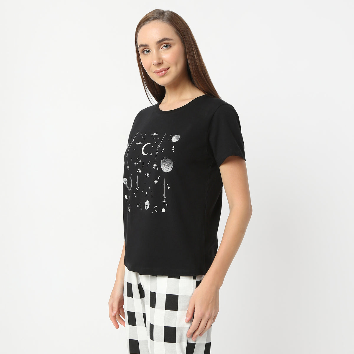 Regular Fit Printed Round Neck Regular Length T-Shirt