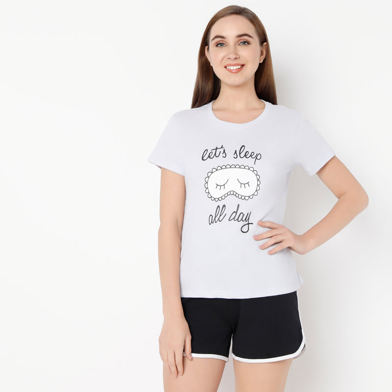 Regular Fit Printed Round Neck T-Shirt