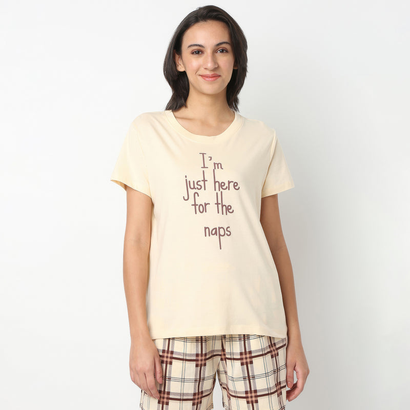 Regular Fit Printed Crew Neck T-Shirt