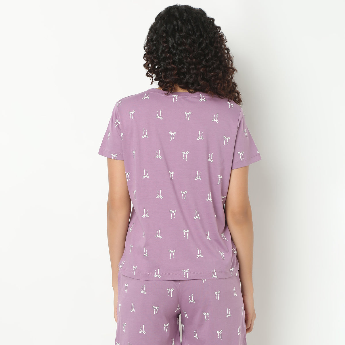 Text Print Round Neck Loungewear T-Shirt