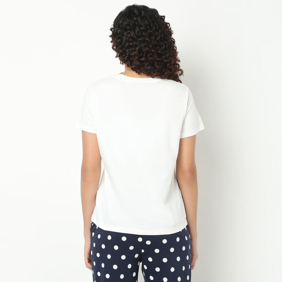 Text Print Round Neck Loungewear T-Shirt