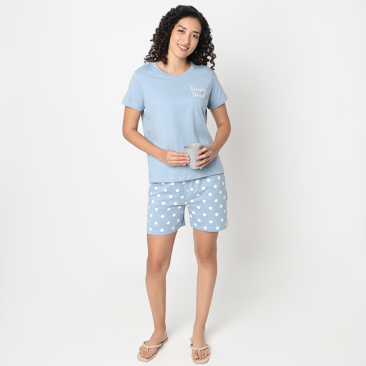 Text Print Round Neck Loungewear T-Shirt