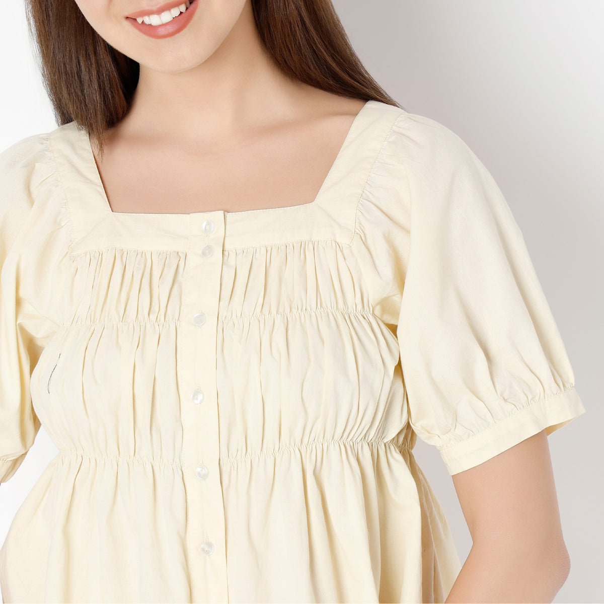 Regular Fit Solid Square Neck Top