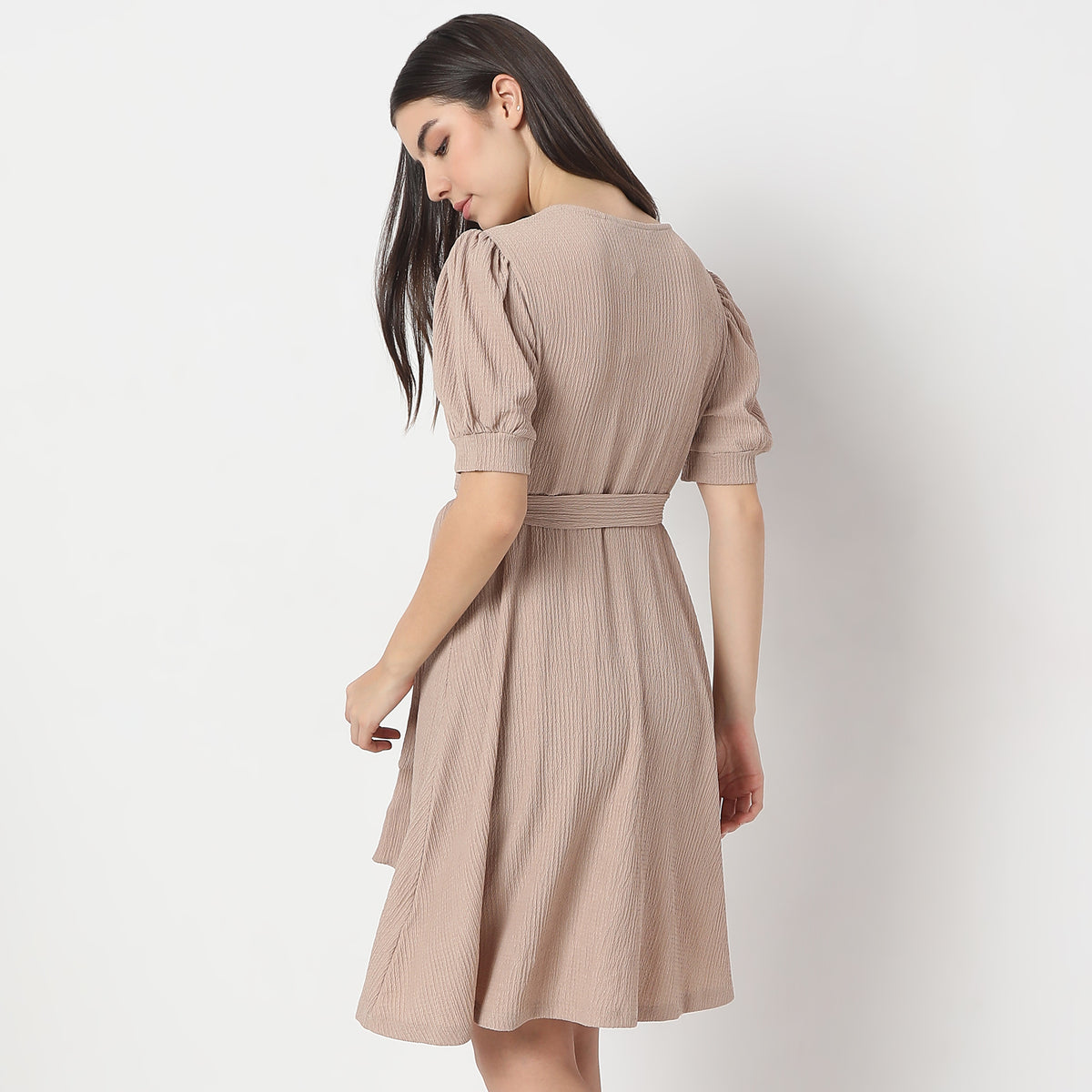 Flare Fit Solid Dress
