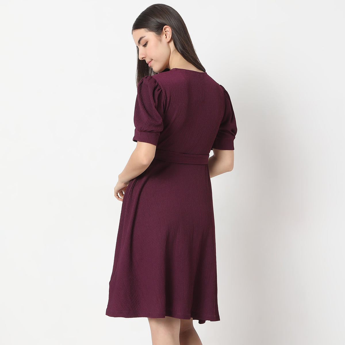 Flare Fit Solid Dress