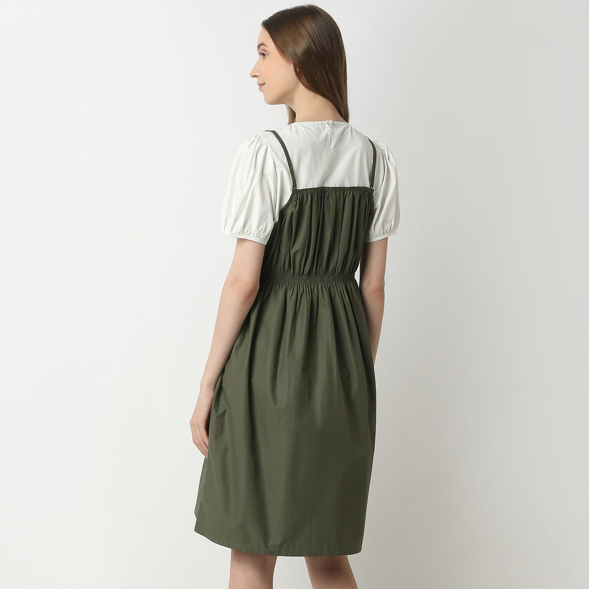 Regular Fit Solid Square Neck Dress