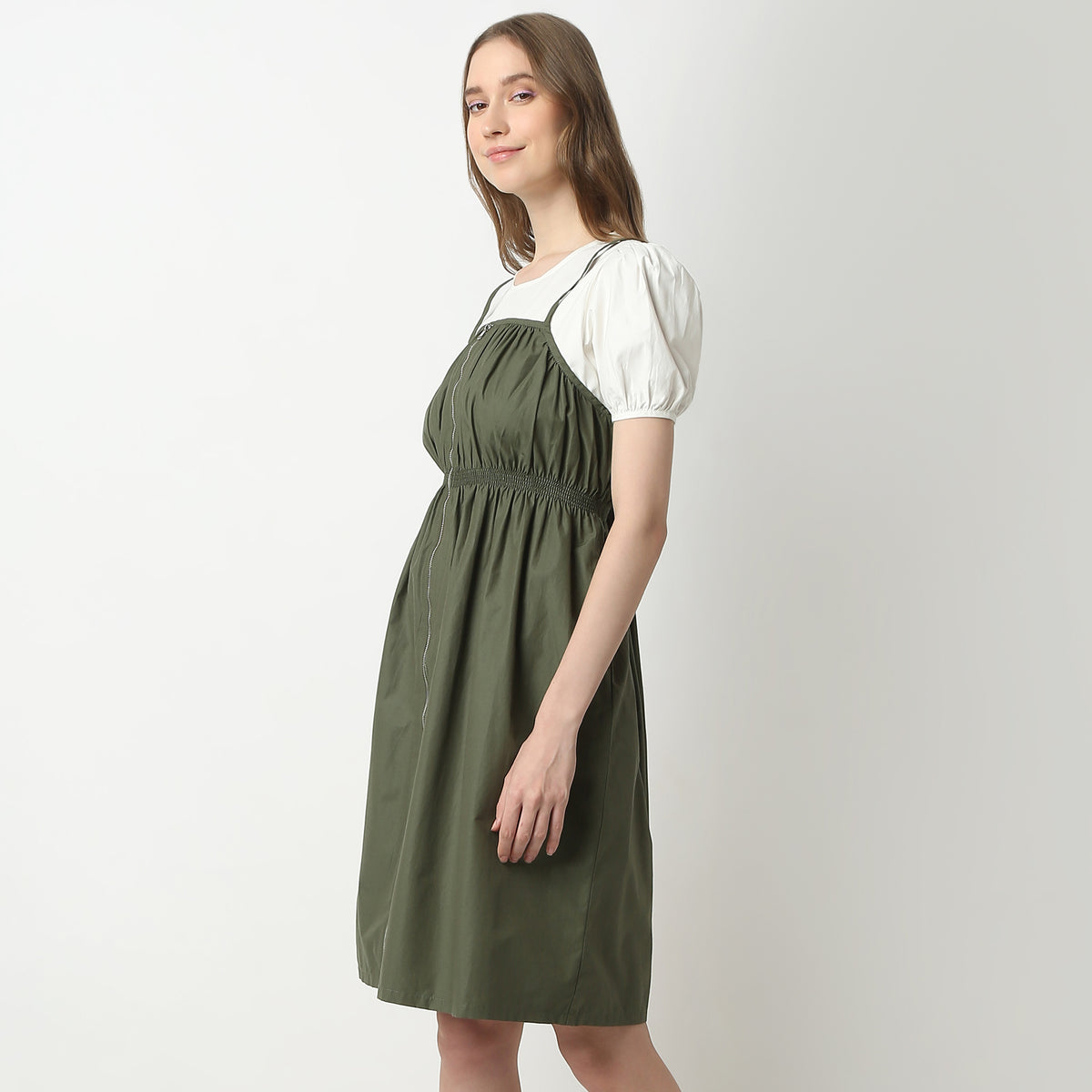 Regular Fit Solid Square Neck Dress