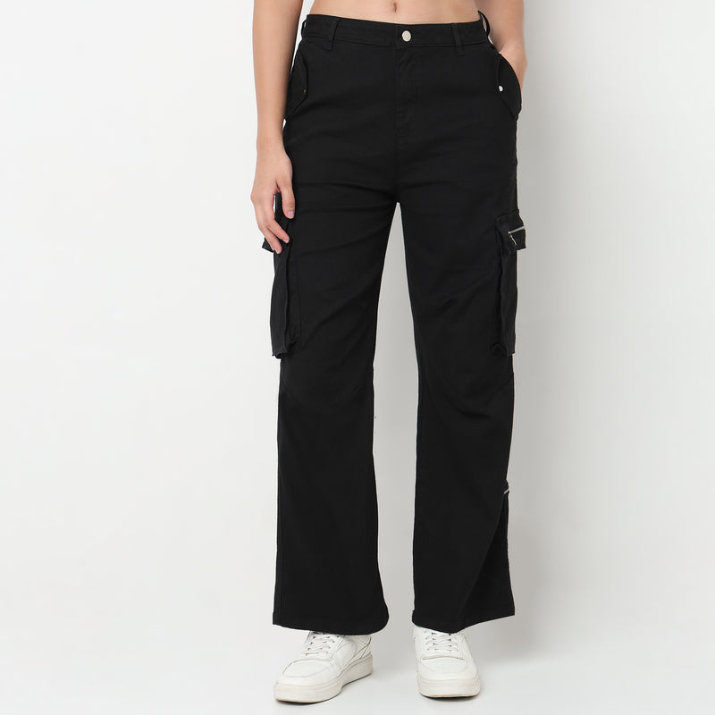 Buy Women Relaxed Fit Solid Ankle Length High Rise Pants  - Style Union