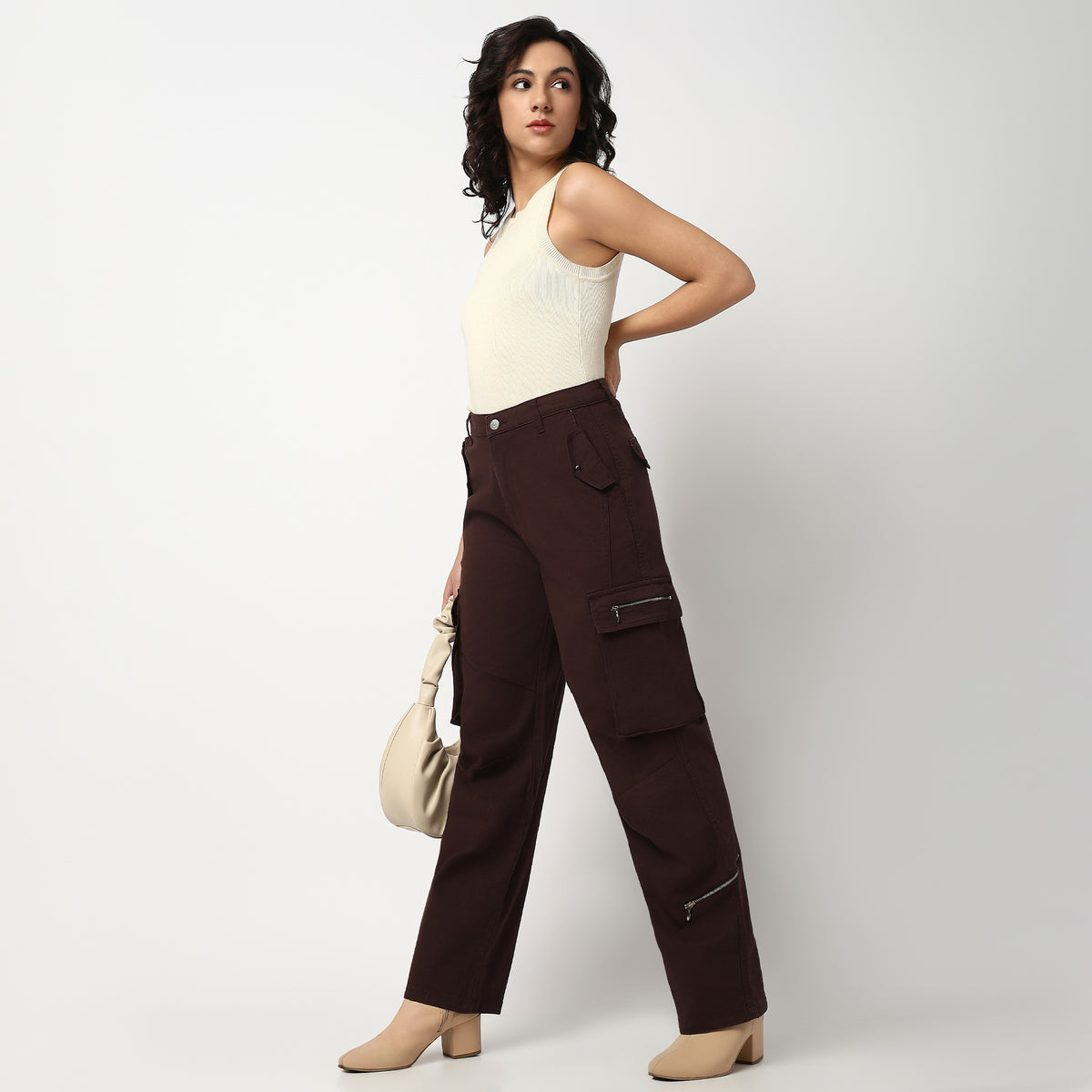 Buy Women Relaxed Fit Solid Ankle Length High Rise Pants  - Style Union