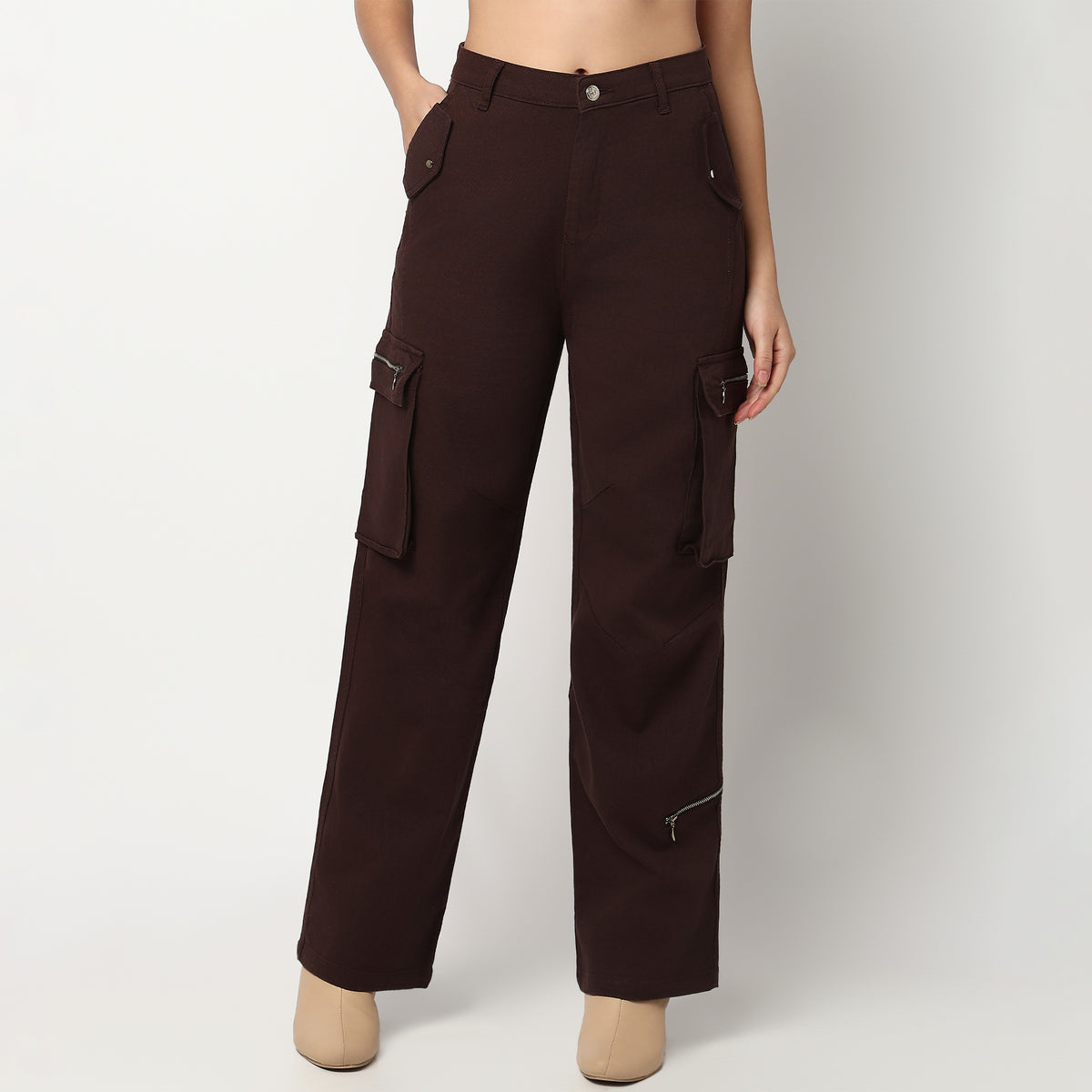 Buy Women Relaxed Fit Solid Ankle Length High Rise Pants  - Style Union