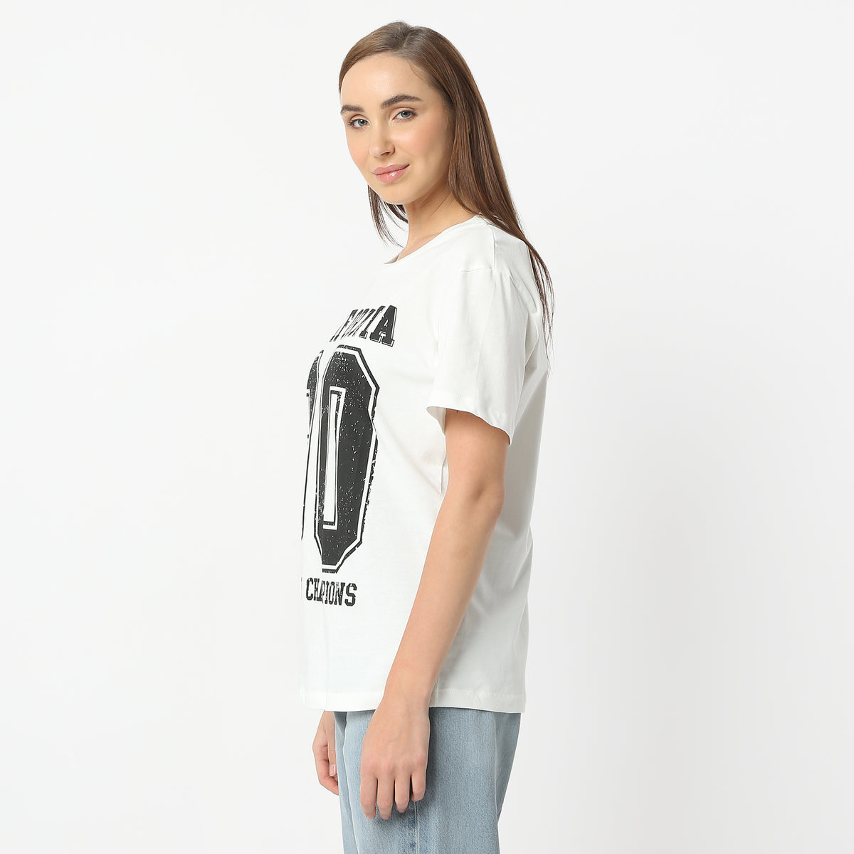 Oversize Printed Round Neck Regular Length T-Shirt