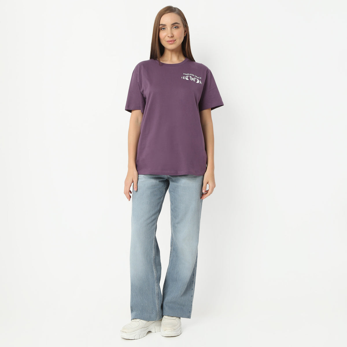 Oversize Graphic Round Neck Regular Length T-Shirt