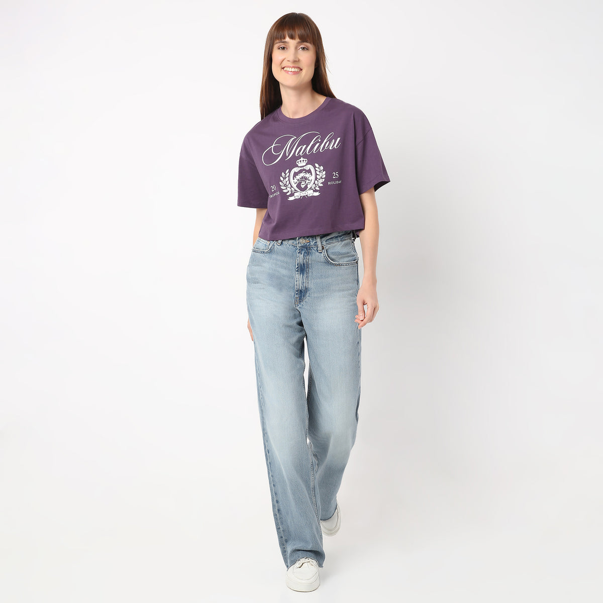 Boxy Fit Graphic Round Neck T-Shirt