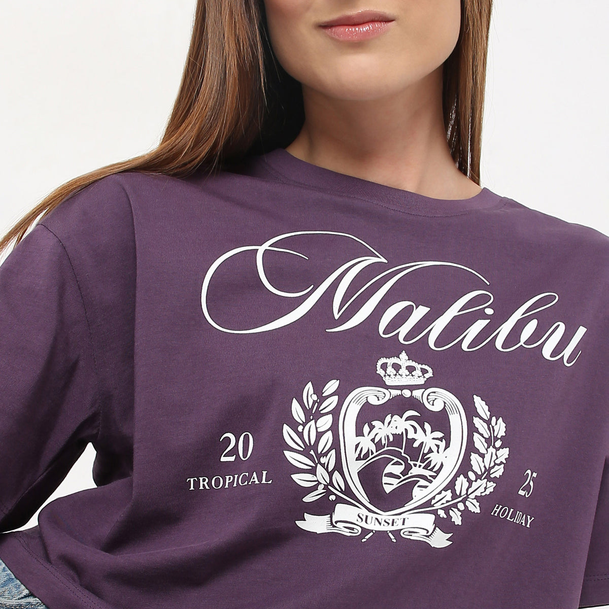 Boxy Fit Graphic Round Neck T-Shirt