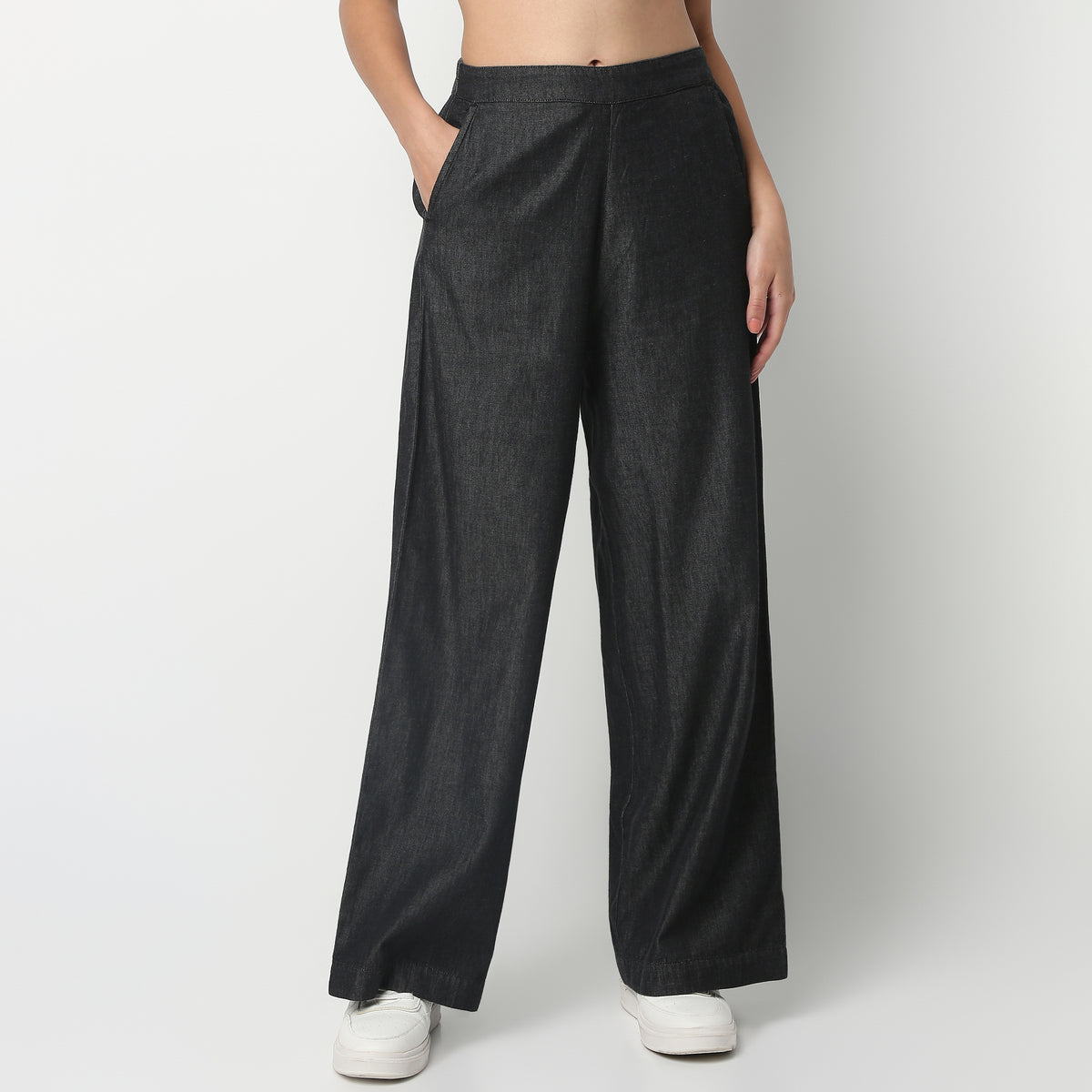 Ankle Length Fashion Relaxed Fit Solid High Rise Palazzos