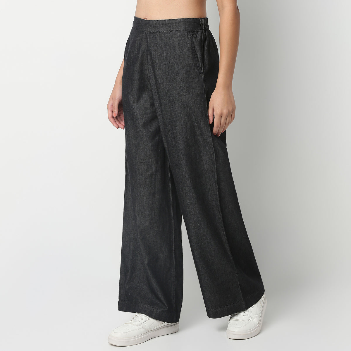 Ankle Length Fashion Relaxed Fit Solid High Rise Palazzos