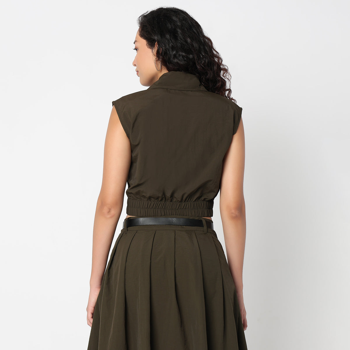 Betty Front Zipper Shirt with Patch Pockets