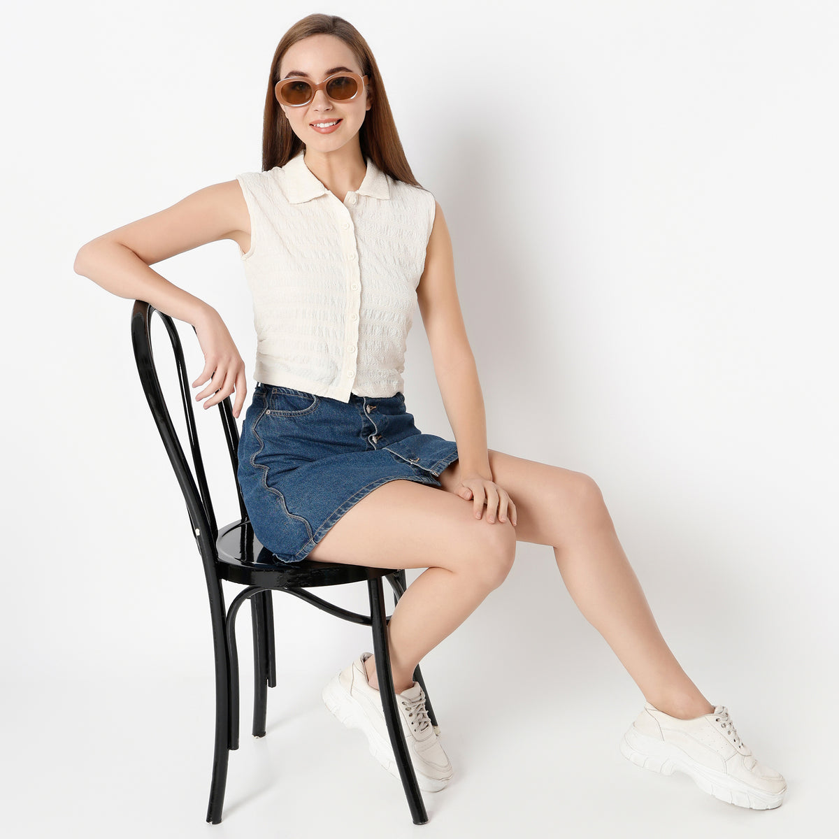 Slim Fit Solid Shirt Collar Shirt